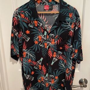 Coca Cola Mens Black and Red Casual Button Down Shirt L